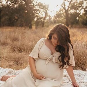 Elegant Cream Maternity Dress